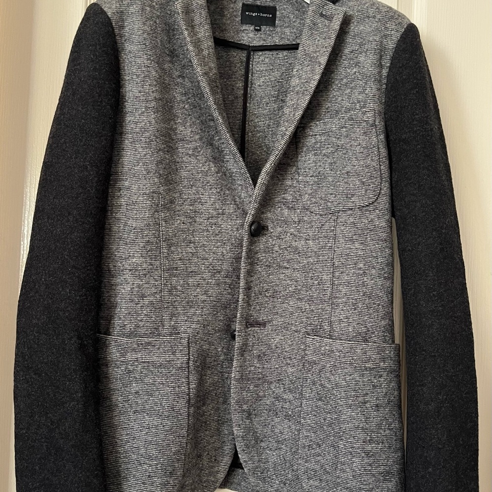 Wings + Horns Merino Wool Blazer Leather Buttons Men’s M Made In Canada